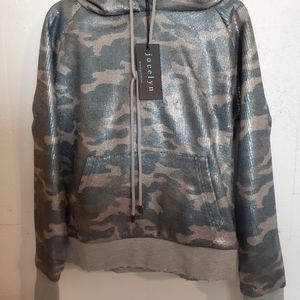 Jocelyn Women's Camo Real Fur Shimmer Sequined Hoodie New Nwt